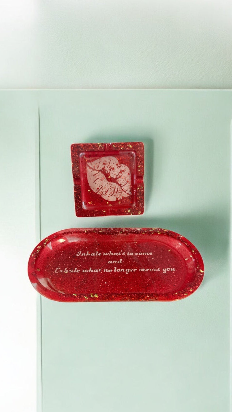 Inhale what's to come and Exhale what no longer serves you Tray set