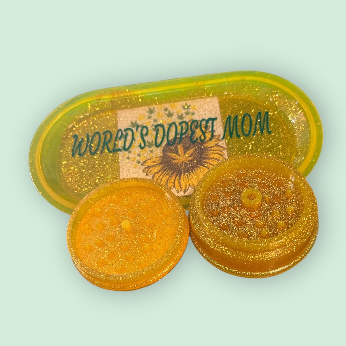 World's Dopest Mom rolling tray set